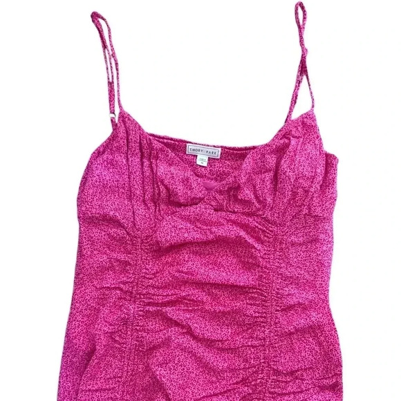 Adjustable Pink Mini Dress, Size Medium Valentines Day Dress Pleated Ruffles - Picture 3 of 9